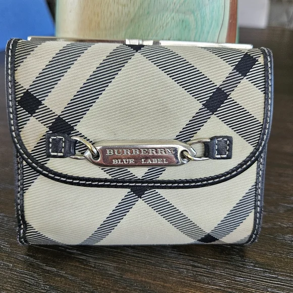 Burberry Blue Label Plaid KISSLOCK Wallet - Picture 1 of 9